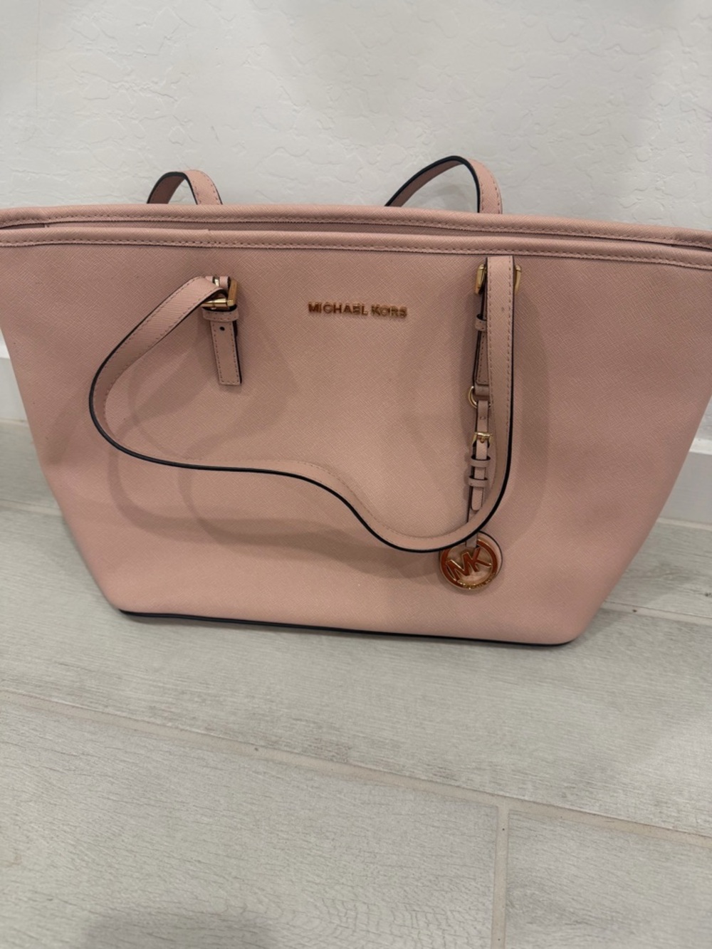 Michael Kors Powder Pink Saffiano Leather Tote with Gold Accent